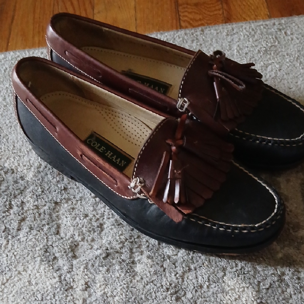 Cole Haan Brown and Black Tassel Loafers